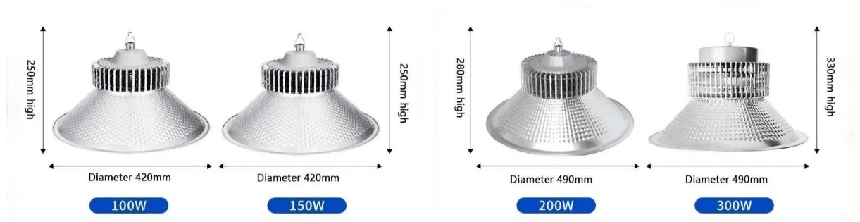 LED High Bay Light for Industrial Warehouse Lighting Dimension LED High Bay Light for Industrial Warehouse Lighting Dimension