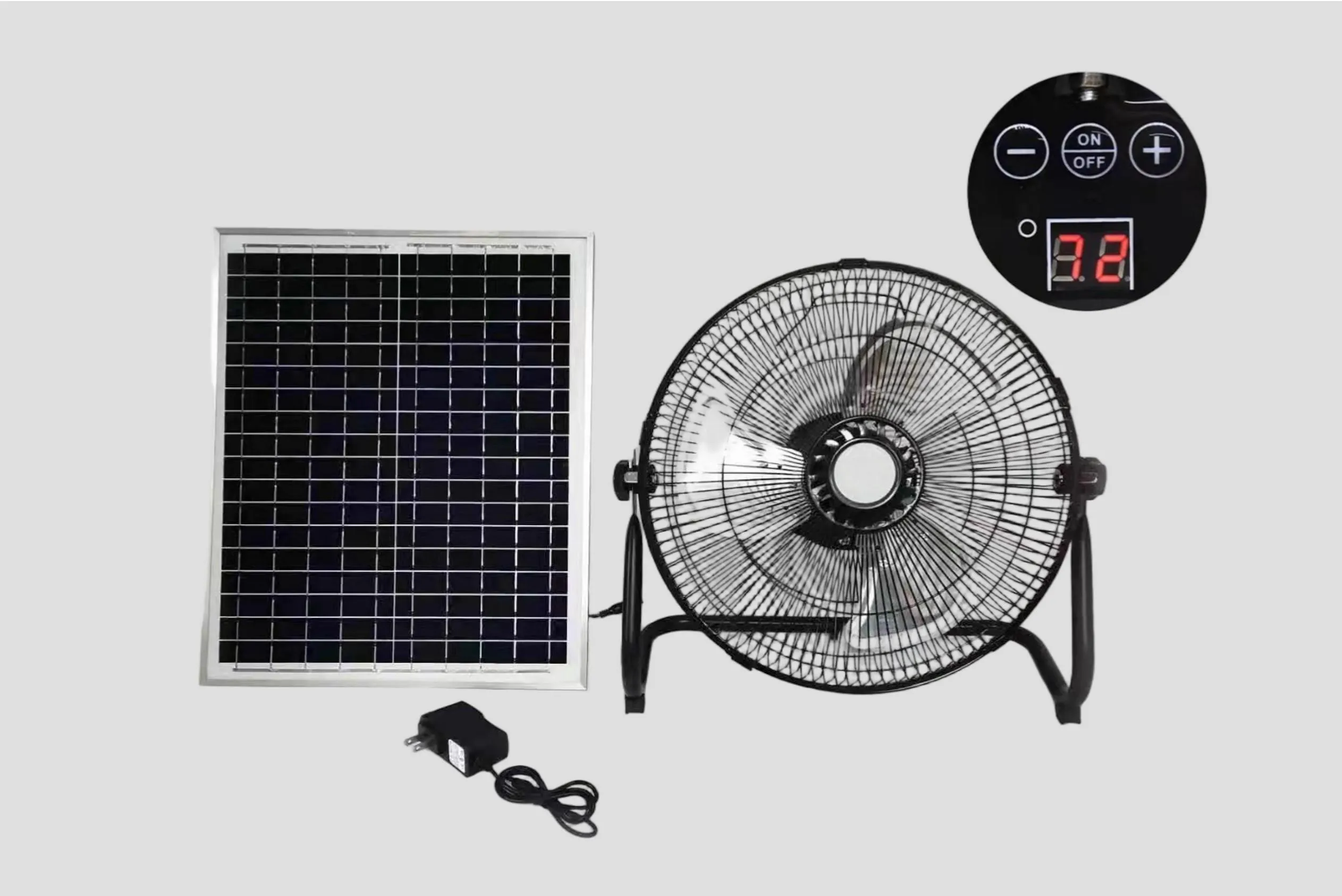 Portable Solar Fan With Battery Control Panel Portable Solar Fan With Battery Control Panel